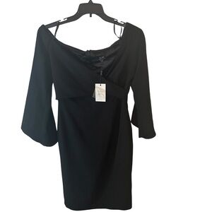 Bardot Black Long Flared Sleeve Dress